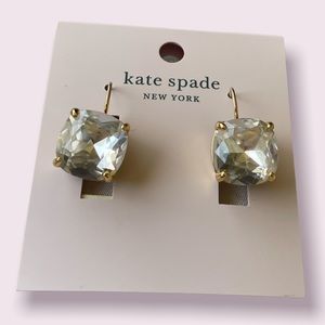 Kate Spade Earrings Small Square Leverback Crystal Earrings